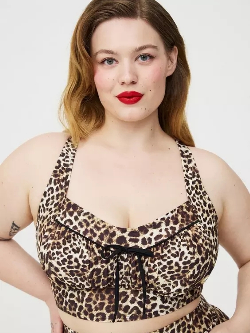 Torrid Retro Chic Leopard Wire-Free Ruched Bikini Top Only 4X NWT